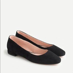 NEW J. Crew Carolyn Suede Classic skimmer flats in black suede leather 6.5 NWB